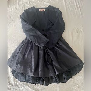 MARNI Navy Taffeta and Silk Dress with Mini Jacket - Size 36